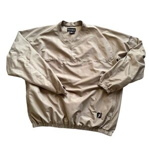 XL Men’s FootJoy Pullover V-Neck Golf Jacket Windbreaker Sand Beige Cream Tan